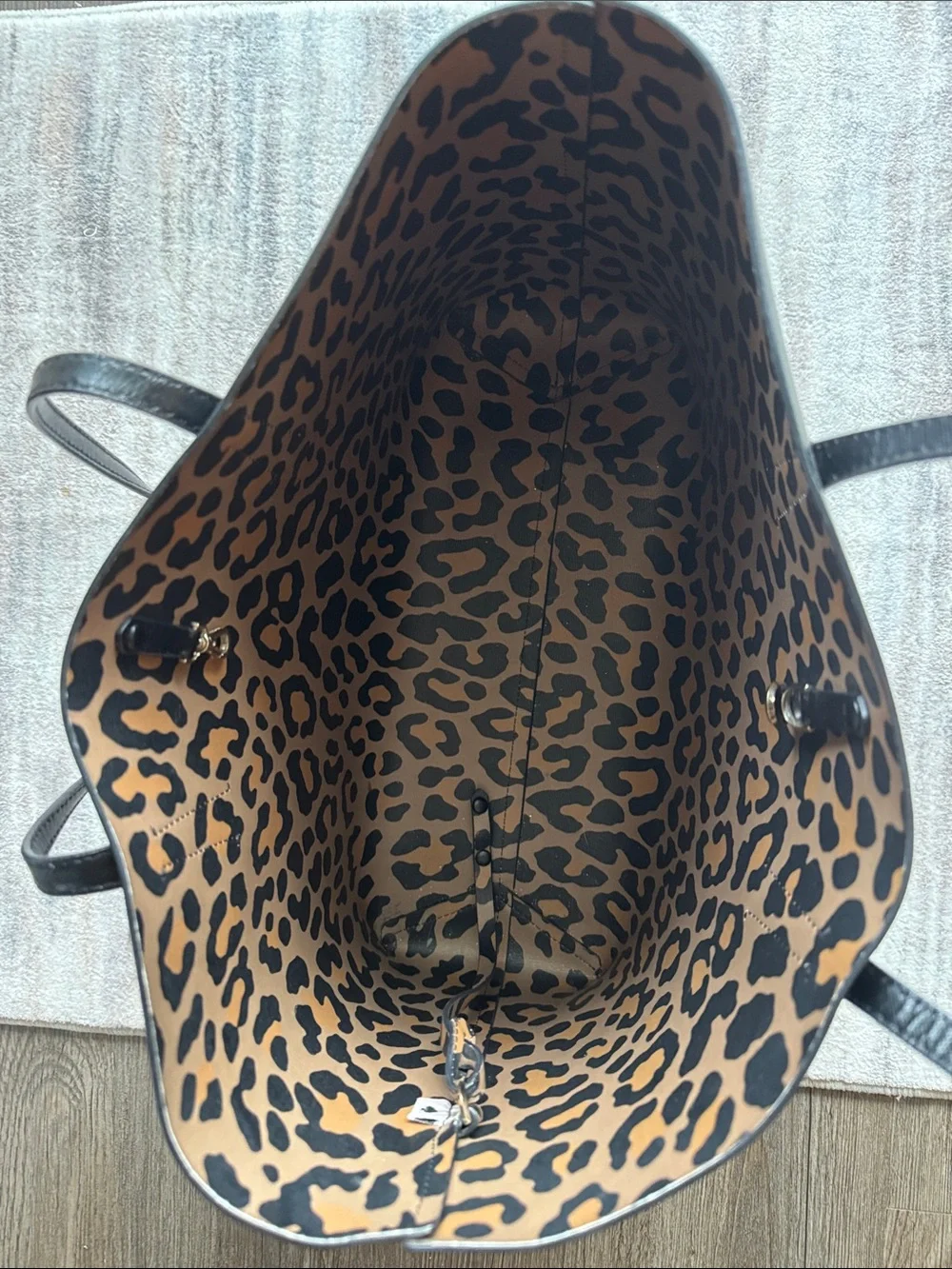 kate spade Black Tote with Leopard-Print Interior